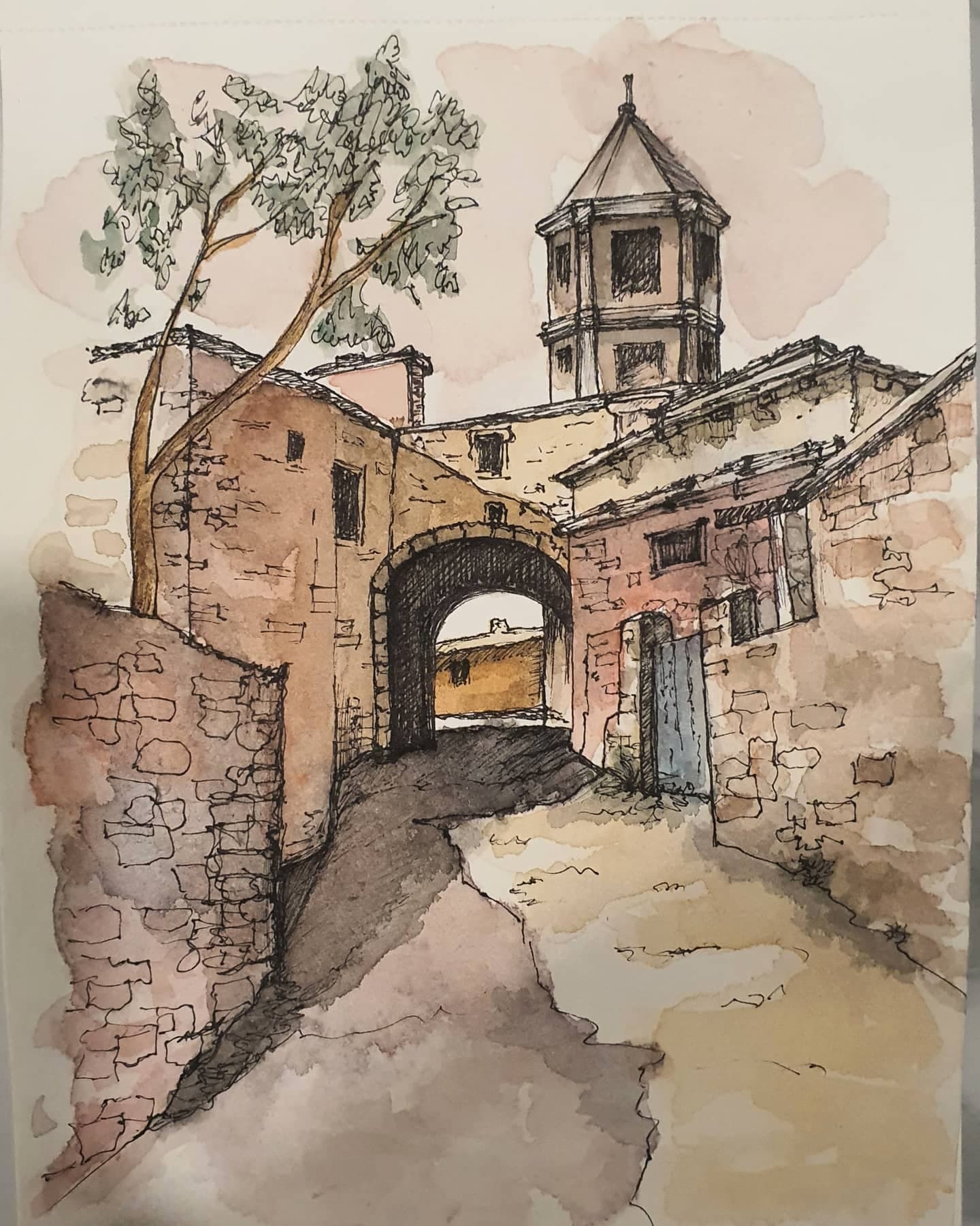 Playful watercolor painting with vibrant colors.